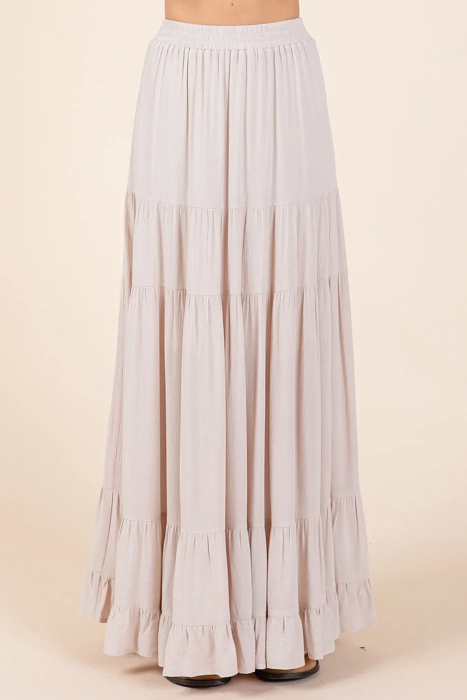Cream Tiered Ruffle Hem Maxi Skirt sold by Pinkblush product image thumbnail 2
