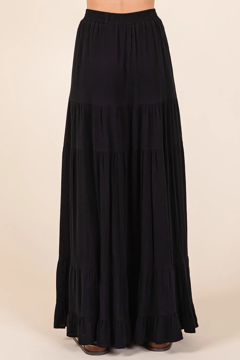 Black Tiered Ruffle Hem Maxi Skirt sold by Pinkblush product image thumbnail 5