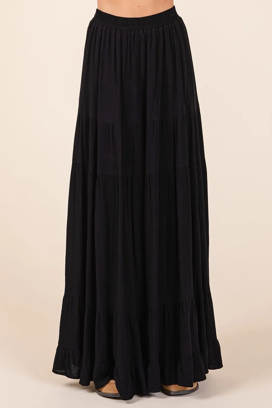 Black Tiered Ruffle Hem Maxi Skirt sold by Pinkblush product image thumbnail 3