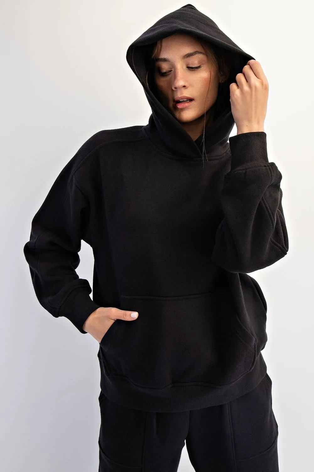 Black Fleece Oversized Hoodie sold by Pinkblush product image thumbnail 4
