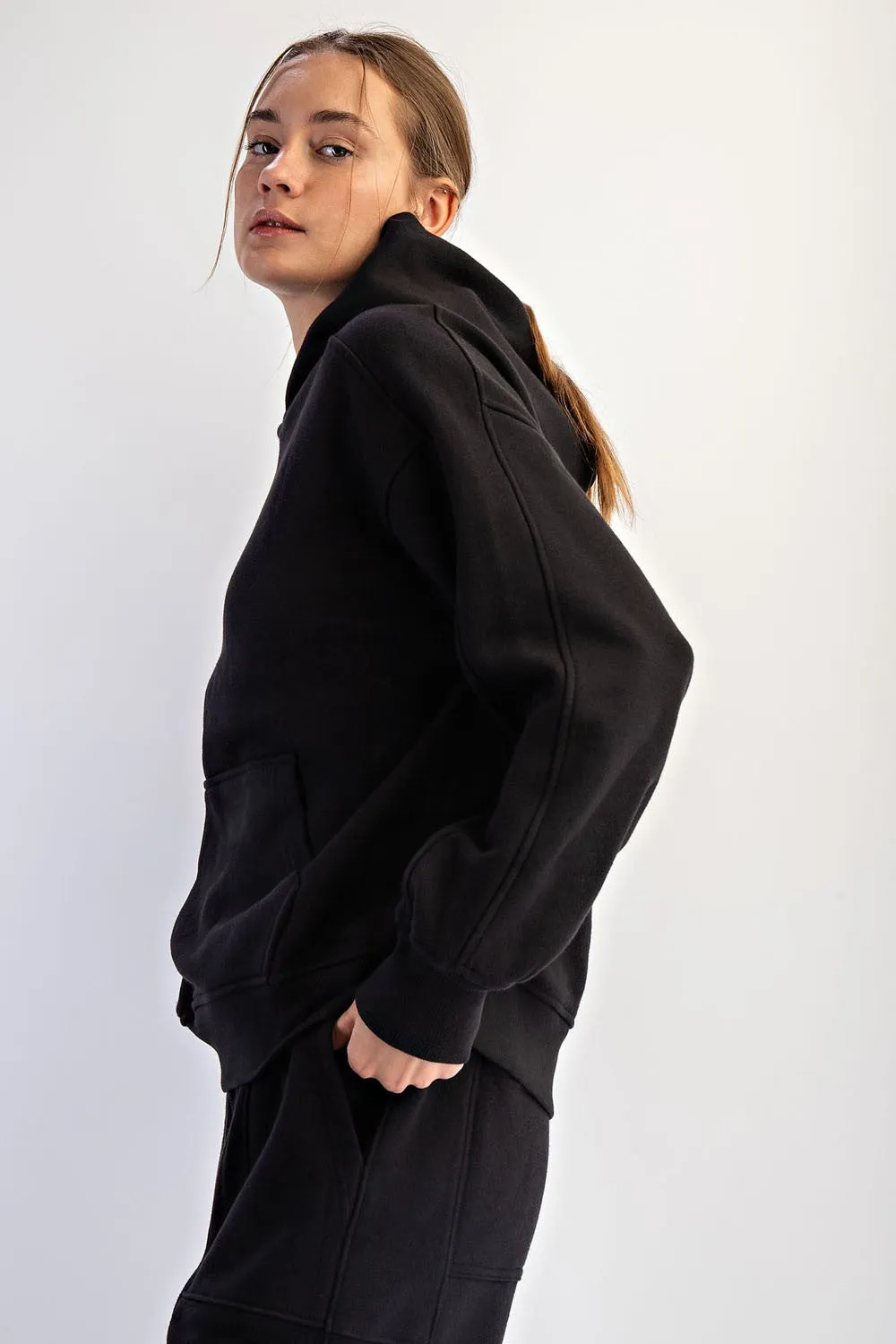 Black Fleece Oversized Hoodie sold by Pinkblush product image thumbnail 2