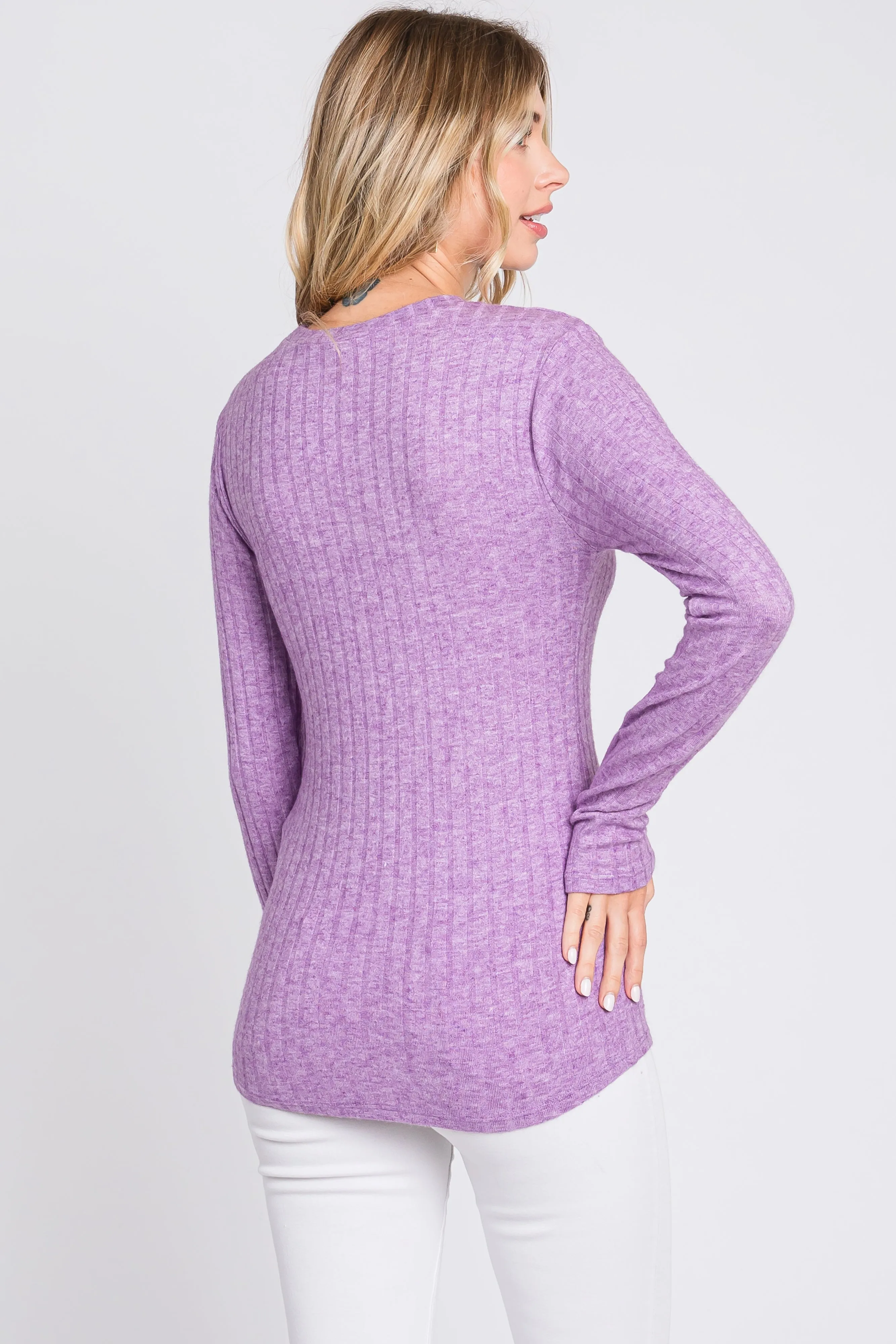 Lavender Ribbed Long Sleeve Top sold by Pinkblush product image thumbnail 3