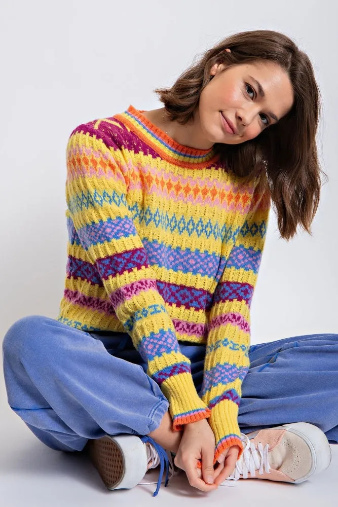 Bright Yellow Pattern Knit Sweater sold by Pinkblush product image thumbnail 4