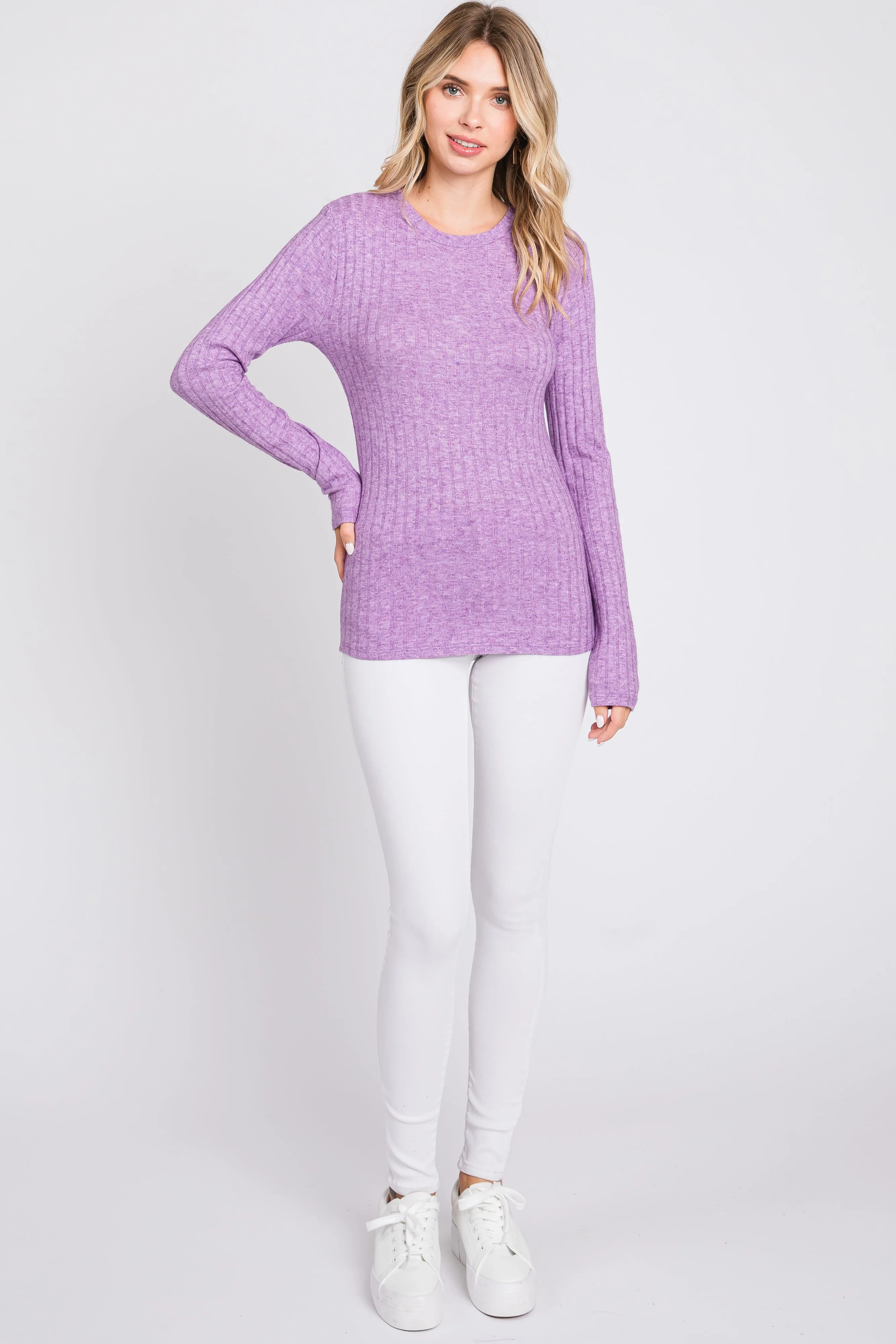 Lavender Ribbed Long Sleeve Top sold by Pinkblush product image thumbnail 4