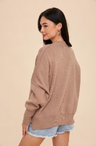 Taupe Knit Mock Neck Sweater sold by Pinkblush