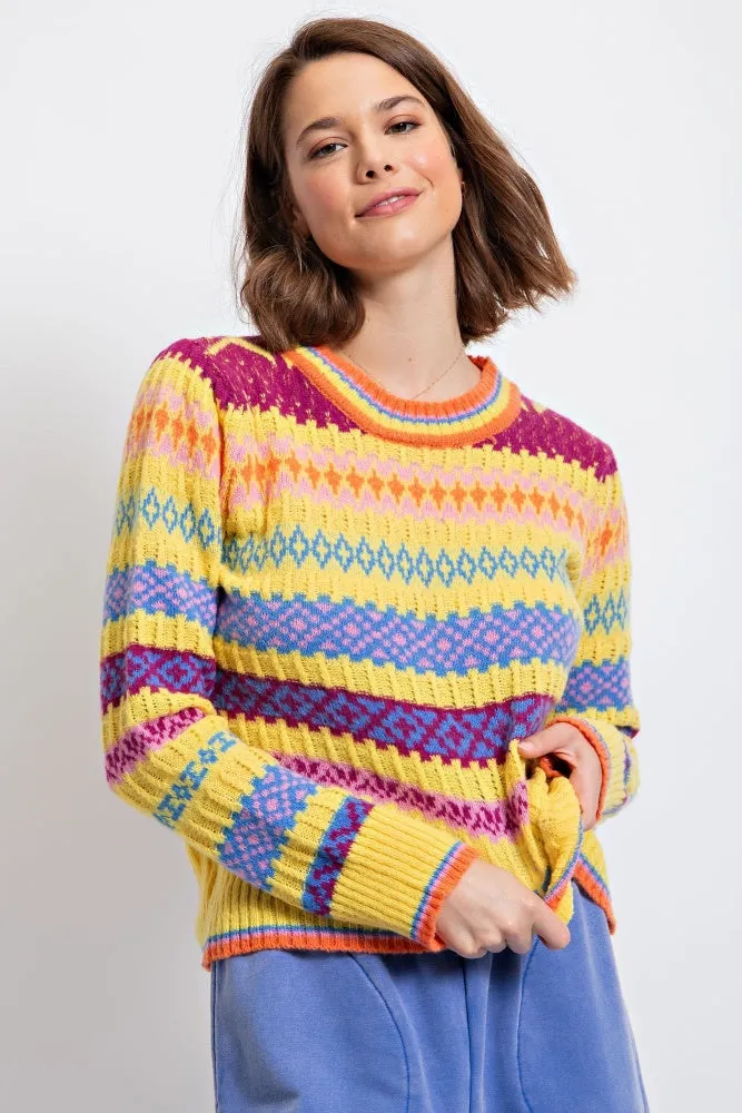 Bright Yellow Pattern Knit Sweater sold by Pinkblush product image thumbnail 2