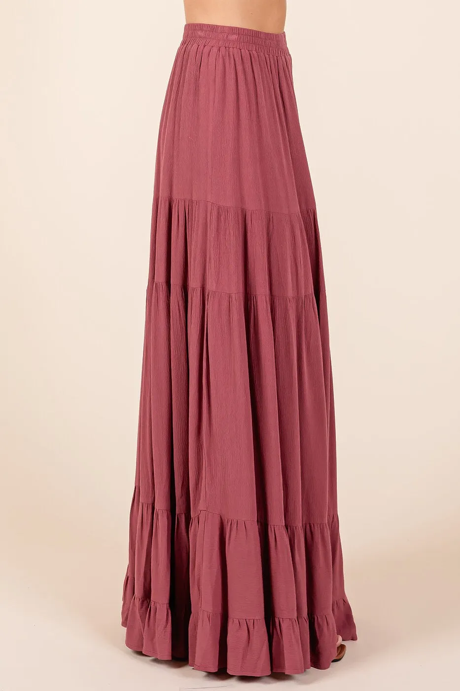 Mauve Tiered Ruffle Hem Maxi Skirt sold by Pinkblush product image thumbnail 3