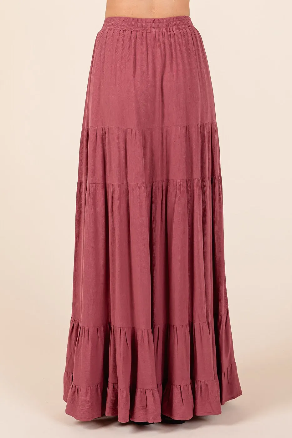 Mauve Tiered Ruffle Hem Maxi Skirt sold by Pinkblush product image thumbnail 4