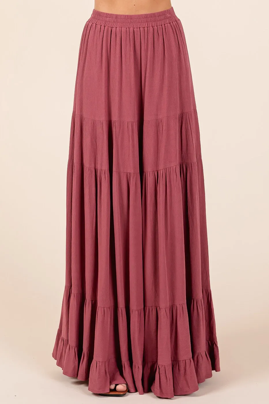 Mauve Tiered Ruffle Hem Maxi Skirt sold by Pinkblush product image thumbnail 2
