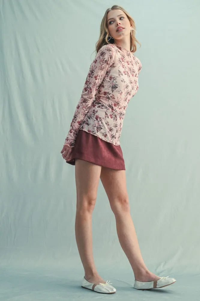 Cream Rose Floral Mesh Long Sleeve Top sold by Pinkblush product image thumbnail 3