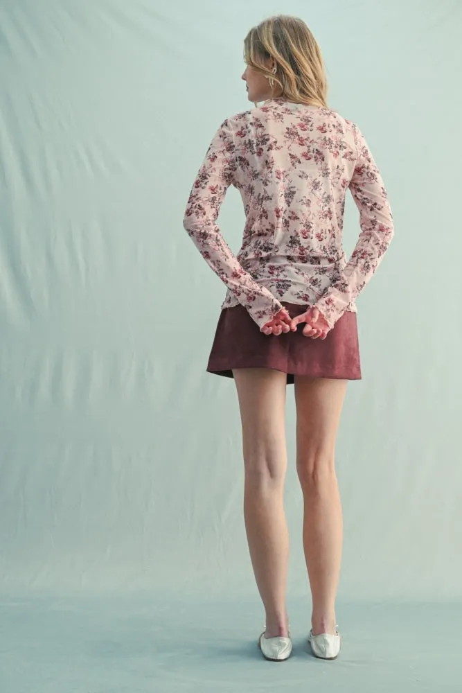 Cream Rose Floral Mesh Long Sleeve Top sold by Pinkblush product image thumbnail 4