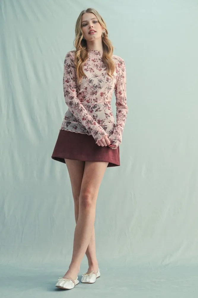 Cream Rose Floral Mesh Long Sleeve Top sold by Pinkblush product image thumbnail 2
