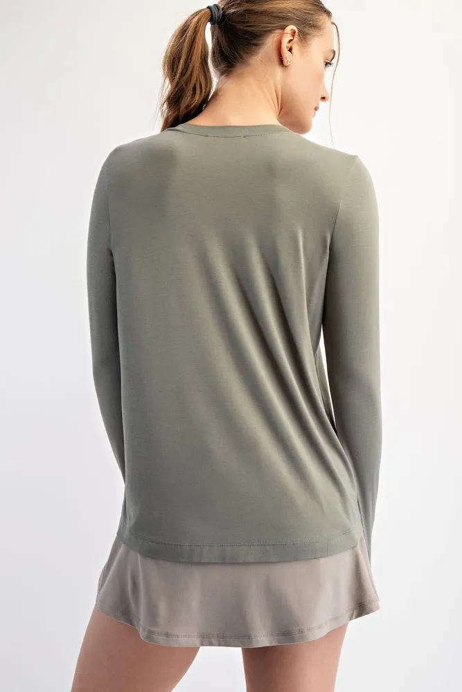 Light Olive Long Sleeve Top sold by Pinkblush product image thumbnail 4