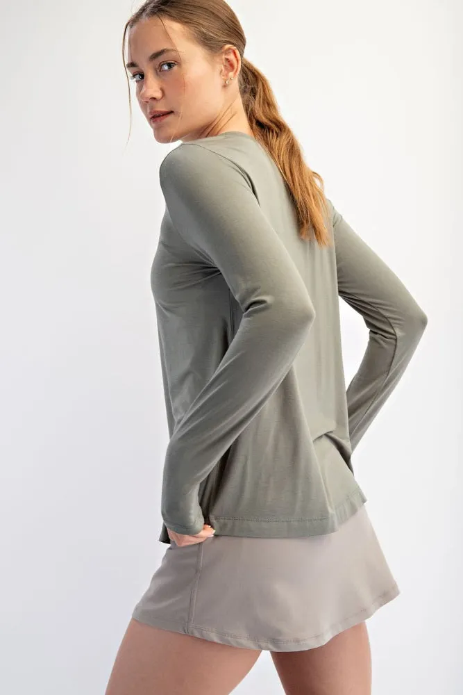Light Olive Long Sleeve Top sold by Pinkblush product image thumbnail 2