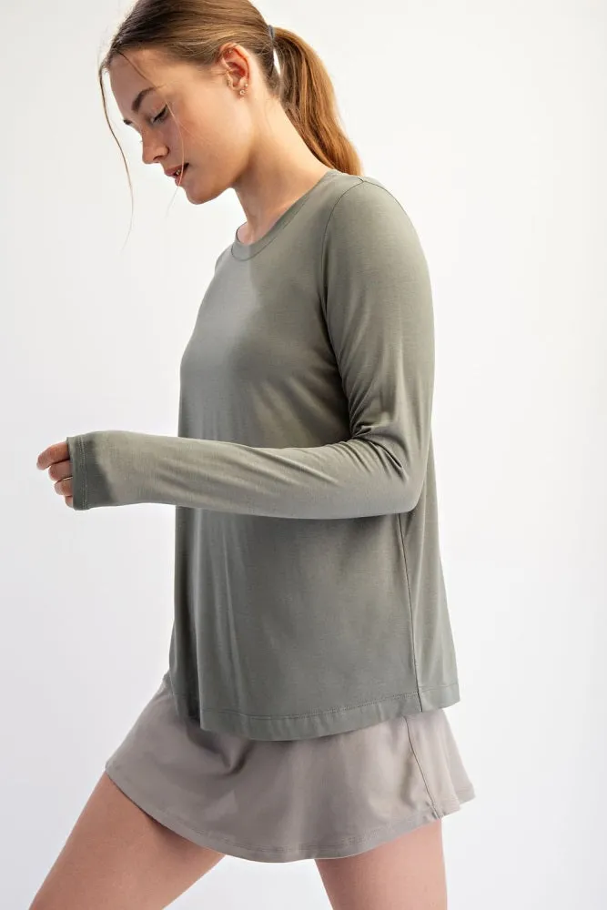 Light Olive Long Sleeve Top sold by Pinkblush product image thumbnail 3