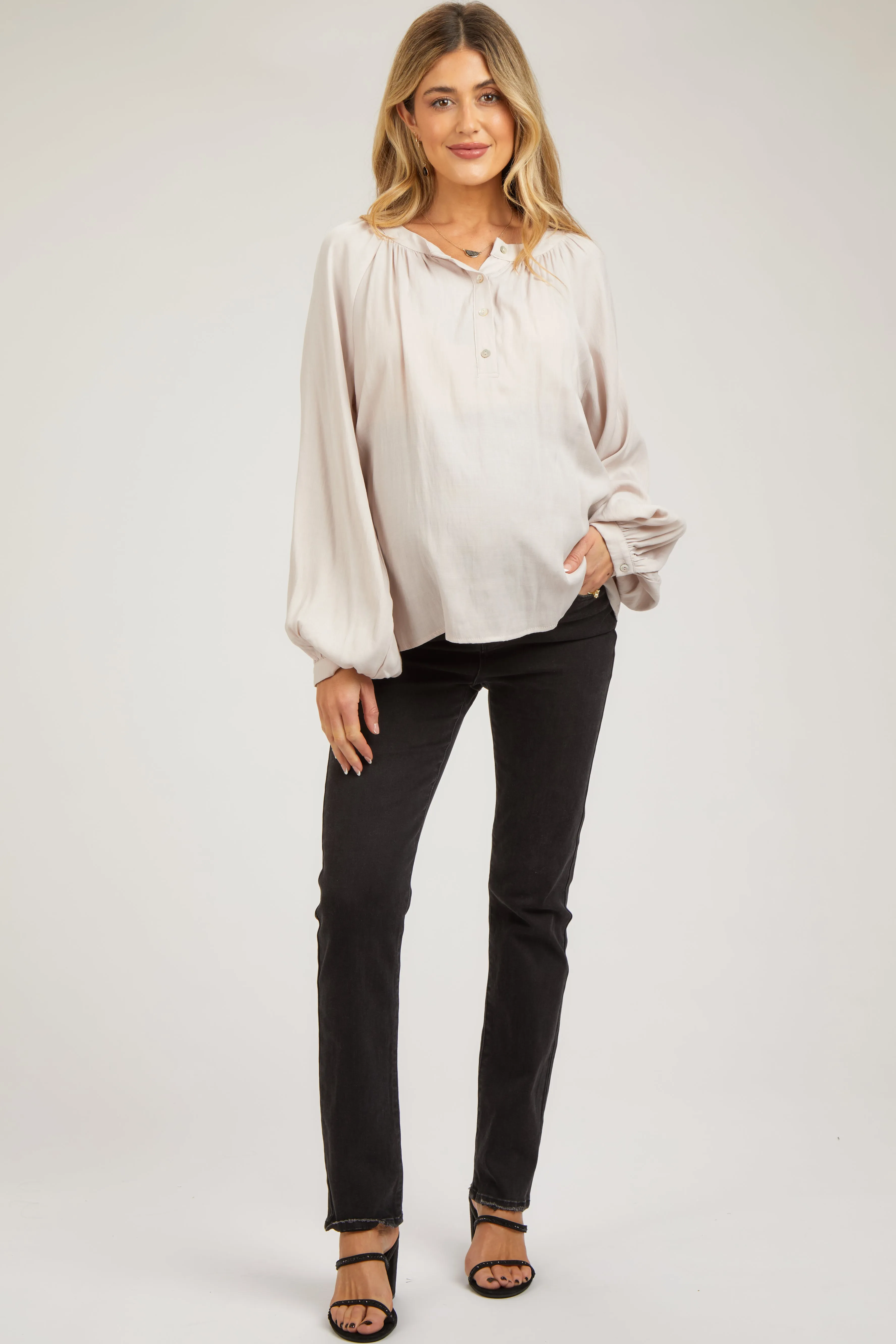 Black Slightly Distressed Skinny Jeans sold by Pinkblush product image thumbnail 2