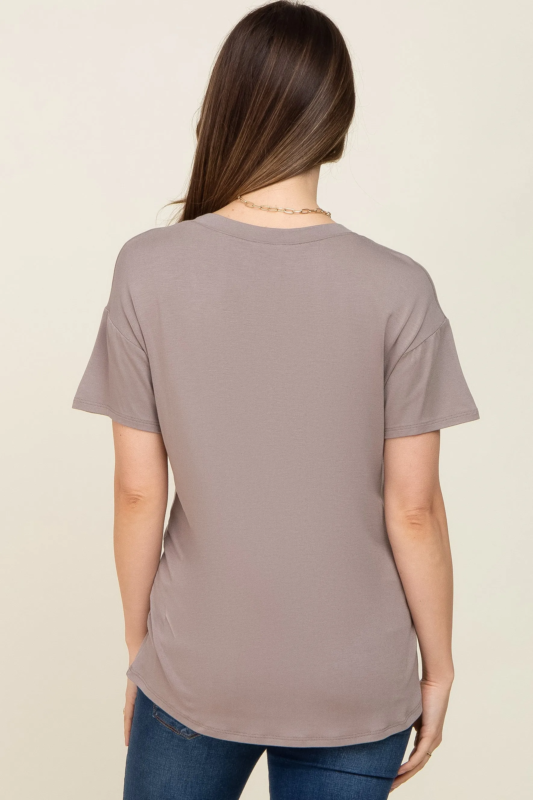 Taupe V-Neck Basic Maternity Top sold by Pinkblush product image thumbnail 3