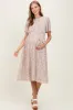 Ivory Floral Plisse Chiffon Maternity Midi Dress sold by Pinkblush