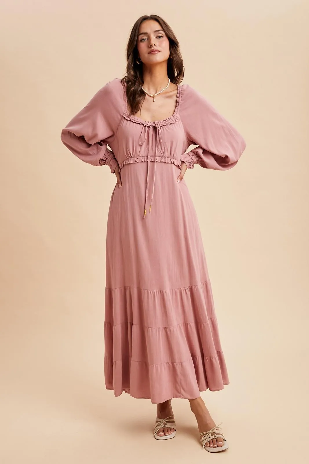 Mauve Ruffled Fit And Flare Maxi Dress sold by Pinkblush product image thumbnail 2