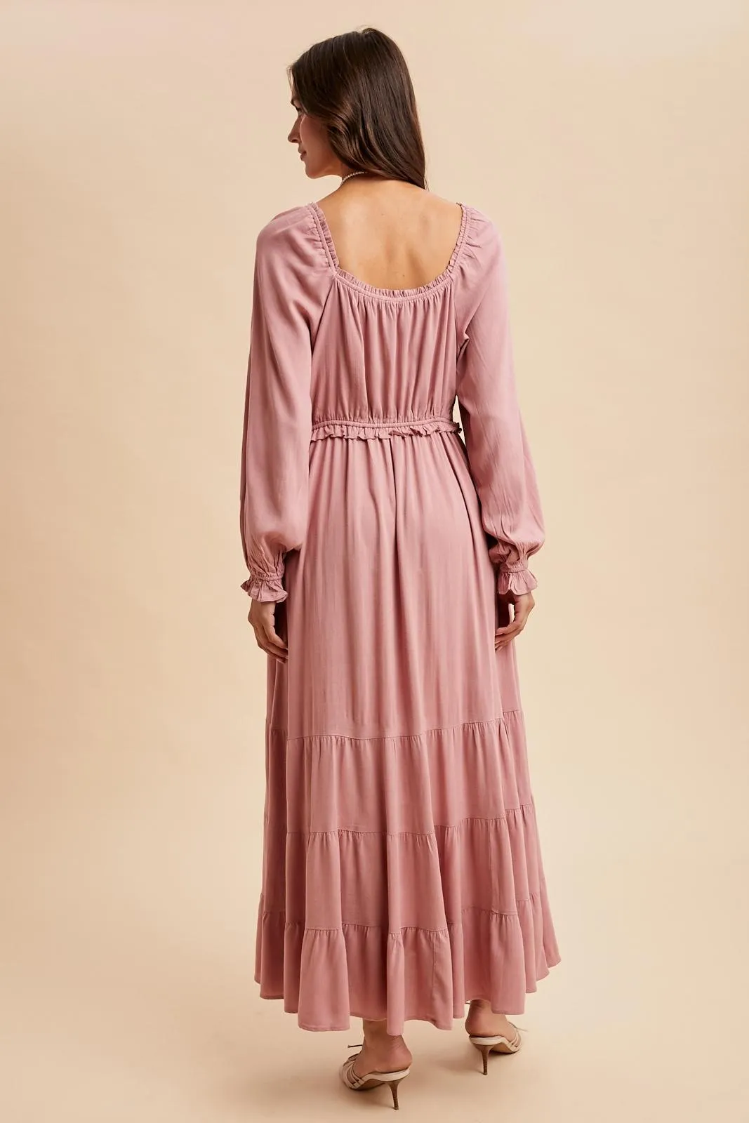 Mauve Ruffled Fit And Flare Maxi Dress sold by Pinkblush product image thumbnail 4