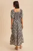 Navy Floral Stripe Ruffle Accent Midi Dress sold by Pinkblush
