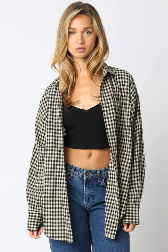 Black Gingham Button Down Shirt sold by Pinkblush