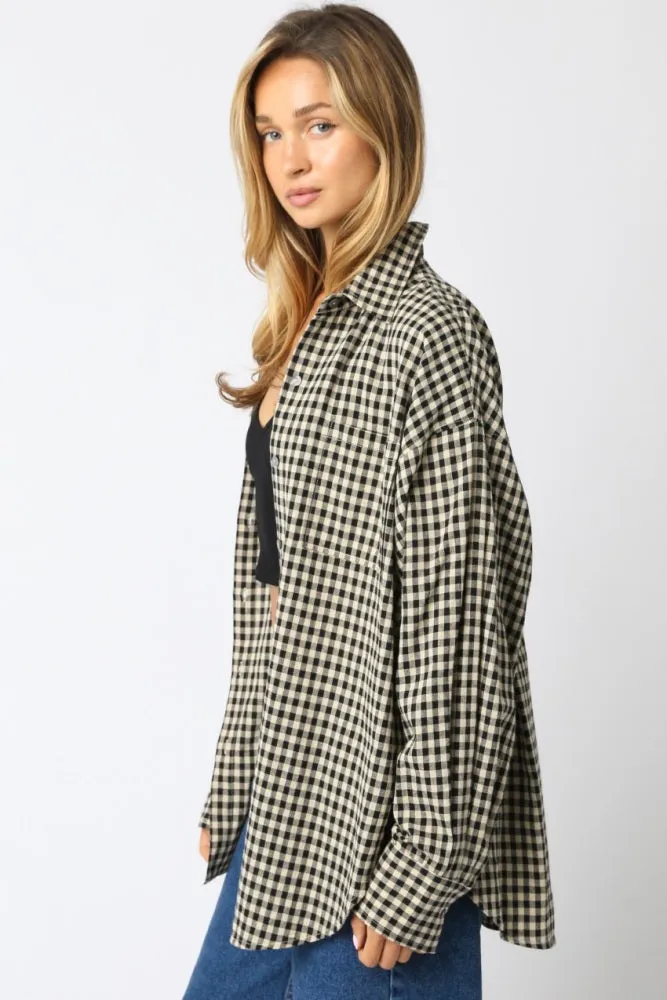 Black Gingham Button Down Shirt sold by Pinkblush product image thumbnail 2