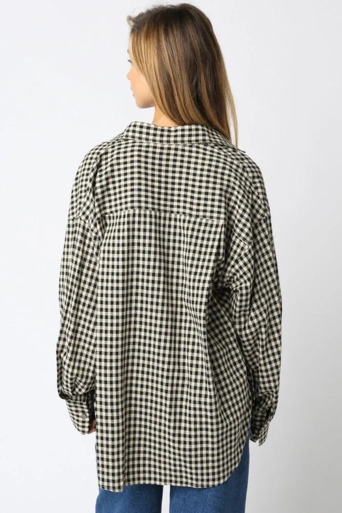 Black Gingham Button Down Shirt sold by Pinkblush product image thumbnail 3