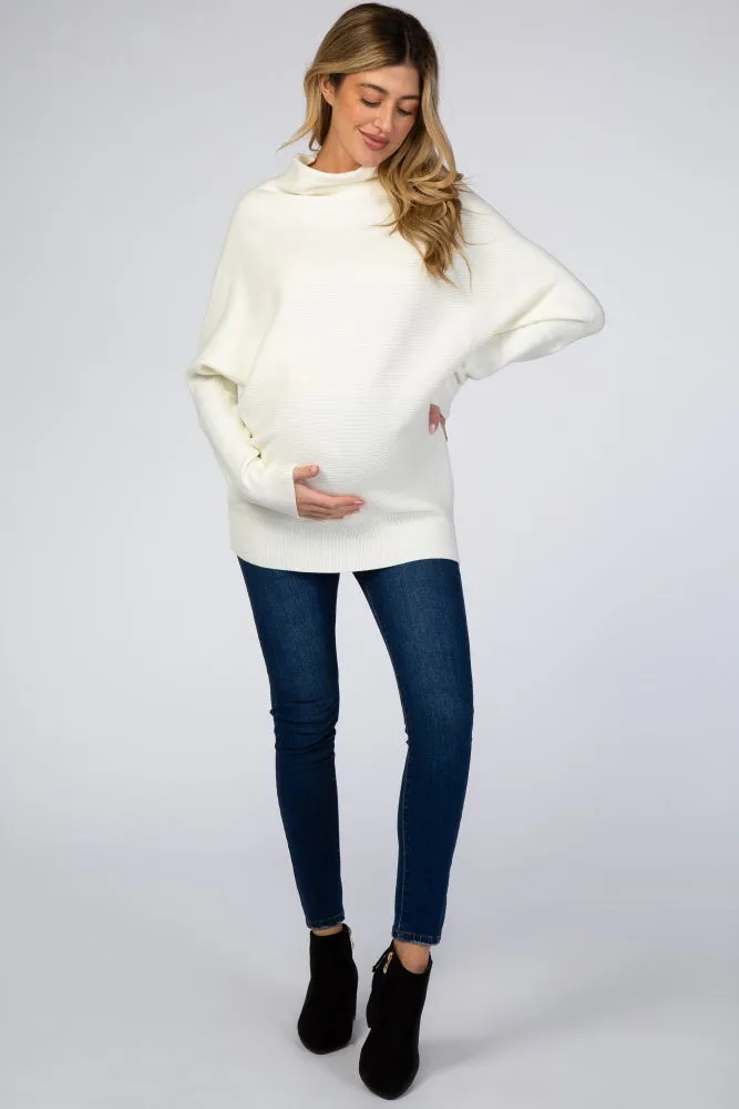 Cream Funnel Neck Dolman Sleeve Maternity Sweater sold by Pinkblush product image thumbnail 4