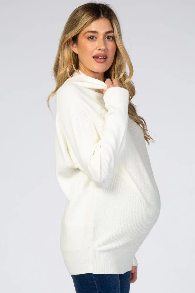 Cream Funnel Neck Dolman Sleeve Maternity Sweater sold by Pinkblush product image thumbnail 2