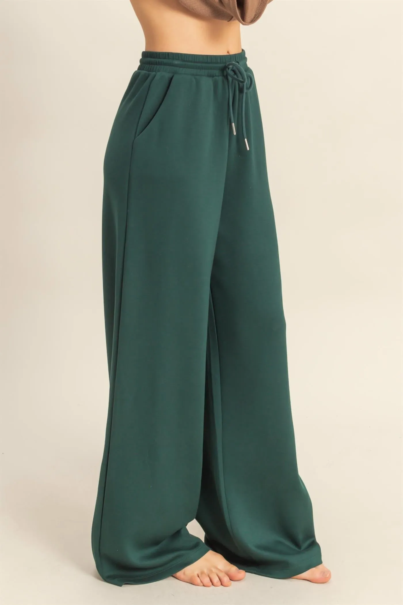 Forest Green Flowy Knit Drawstring Pants sold by Pinkblush product image thumbnail 3
