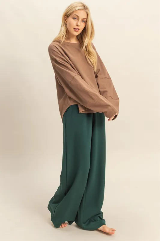 Forest Green Flowy Knit Drawstring Pants sold by Pinkblush