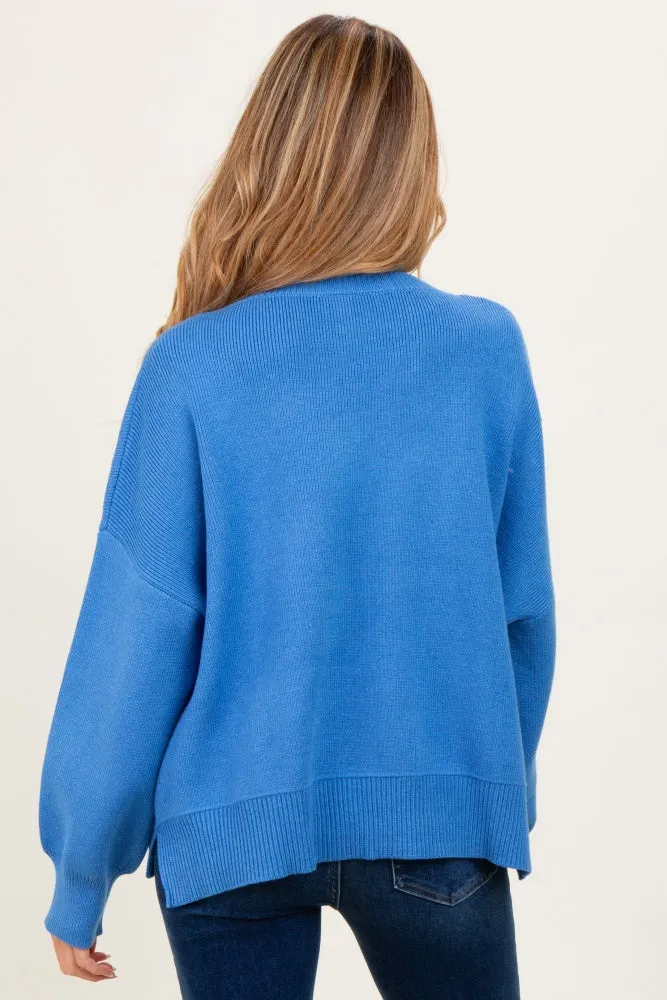 Blue Drop Shoulder Relaxed Fit Maternity Sweater sold by Pinkblush product image thumbnail 4