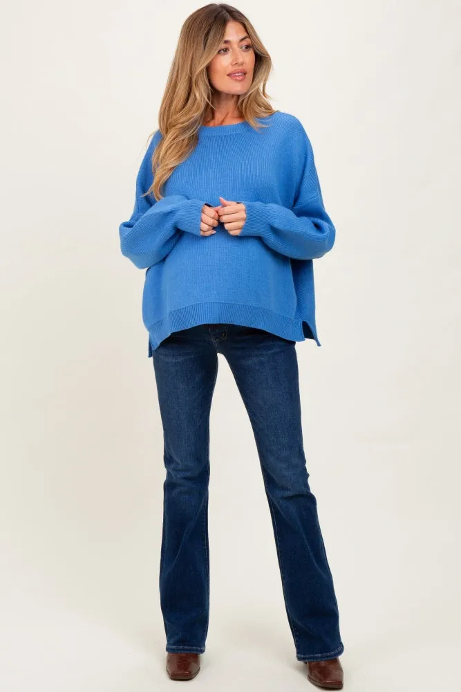 Blue Drop Shoulder Relaxed Fit Maternity Sweater sold by Pinkblush product image thumbnail 2