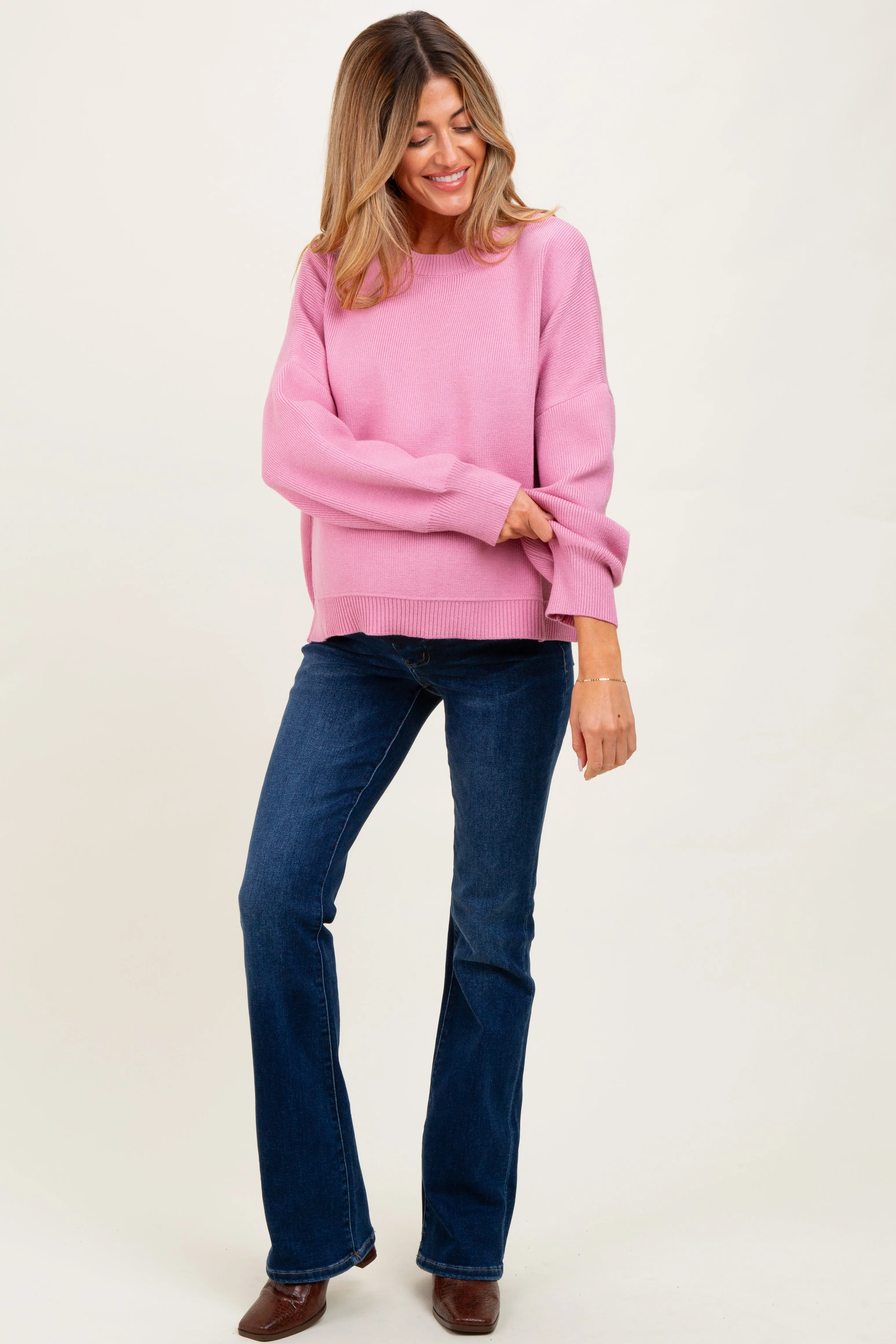 Lavender Drop Shoulder Relaxed Fit Maternity Sweater sold by Pinkblush product image thumbnail 2