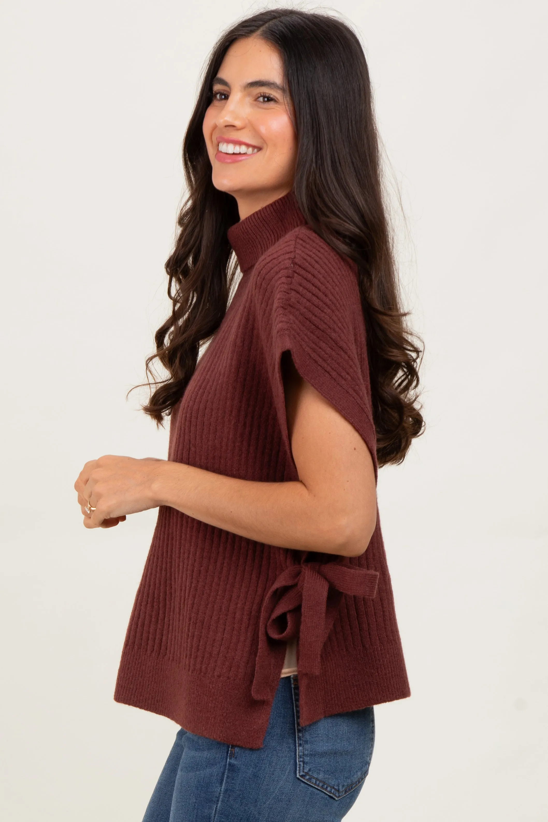 Burgundy Turtleneck Sweater Vest sold by Pinkblush product image thumbnail 2