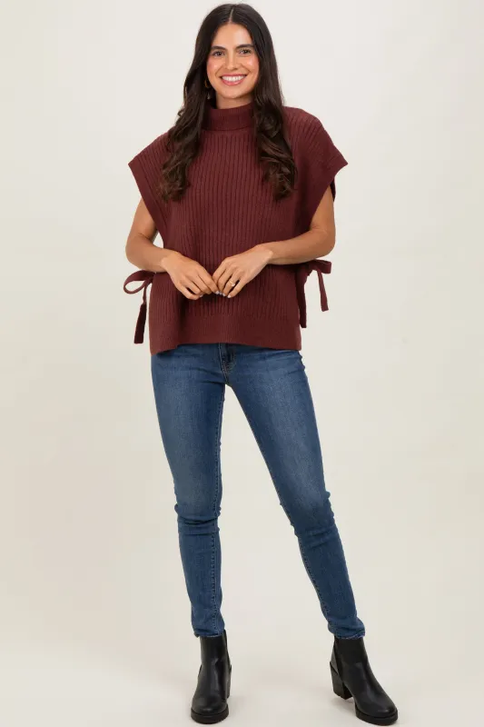 Burgundy Turtleneck Sweater Vest sold by Pinkblush