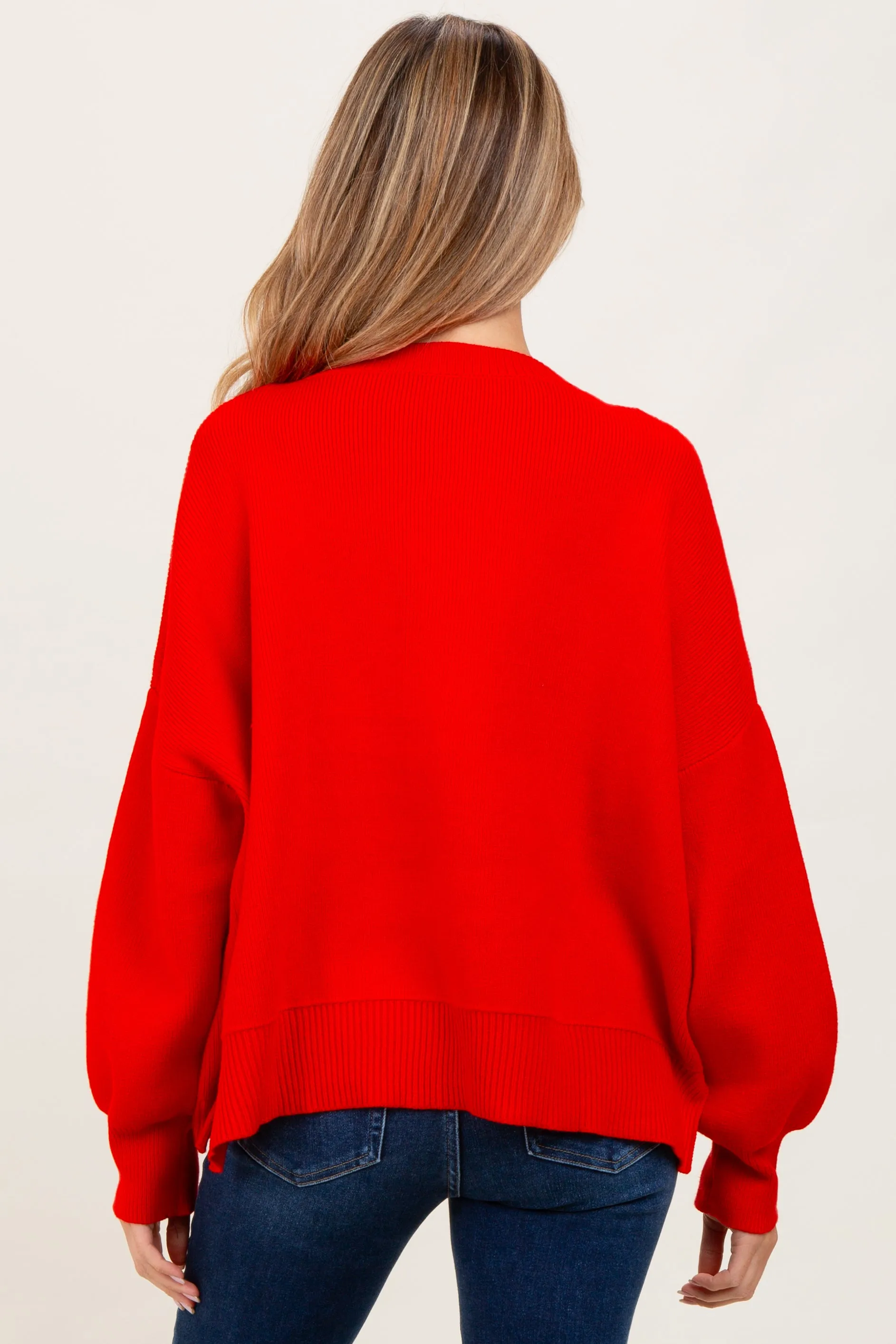 Red Drop Shoulder Relaxed Fit Maternity Sweater sold by Pinkblush product image thumbnail 2