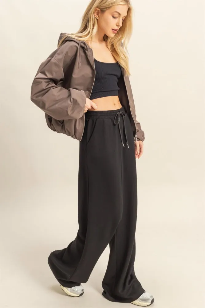 Black Flowy Knit Drawstring Pants sold by Pinkblush product image thumbnail 2