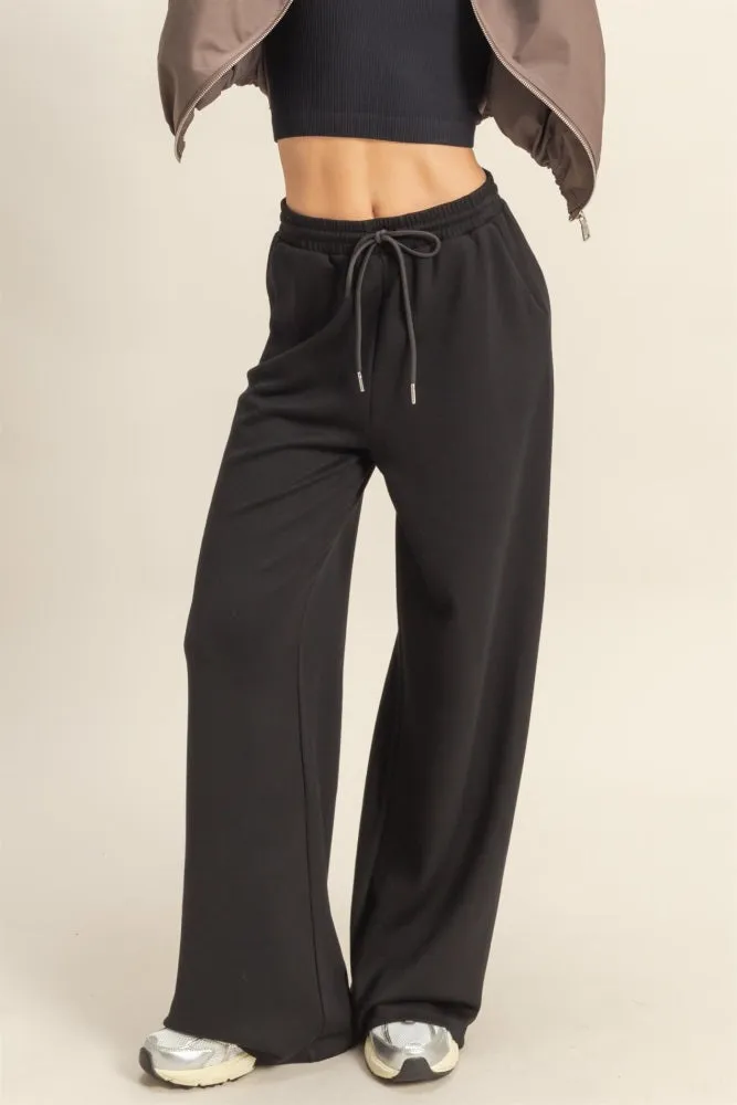 Black Flowy Knit Drawstring Pants sold by Pinkblush product image thumbnail 3