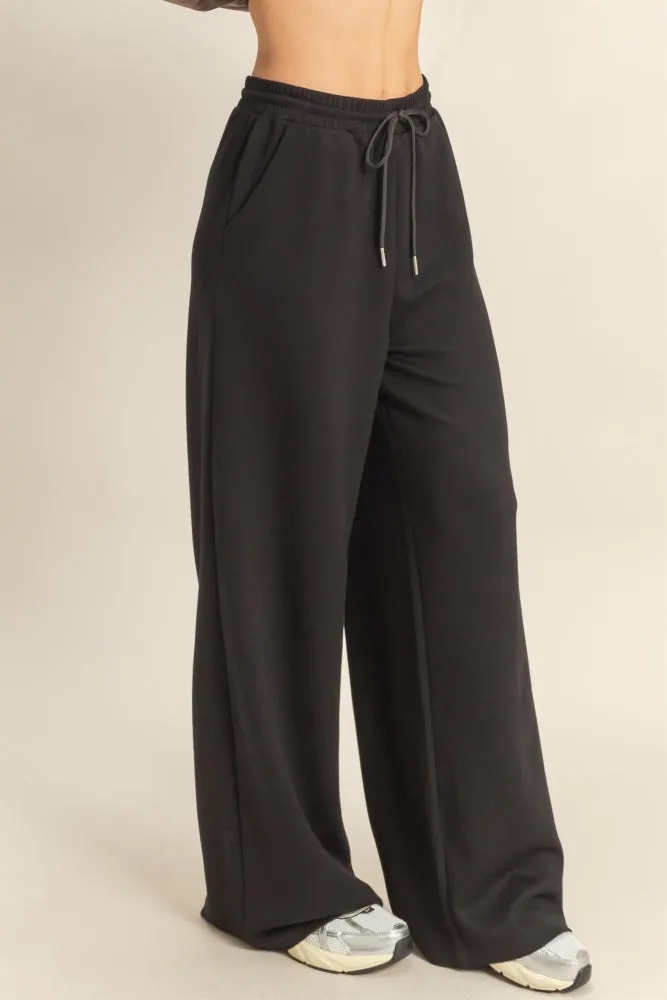 Black Flowy Knit Drawstring Pants sold by Pinkblush product image thumbnail 4