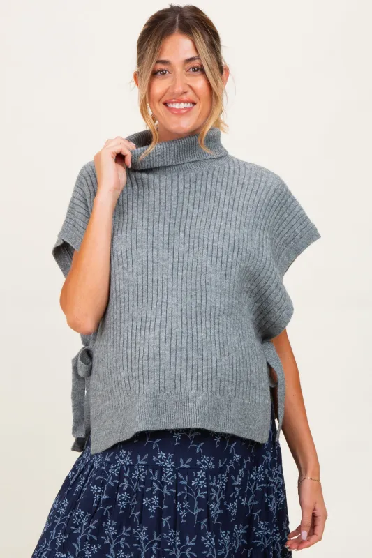 Heather Grey Turtleneck Maternity Sweater Vest sold by Pinkblush