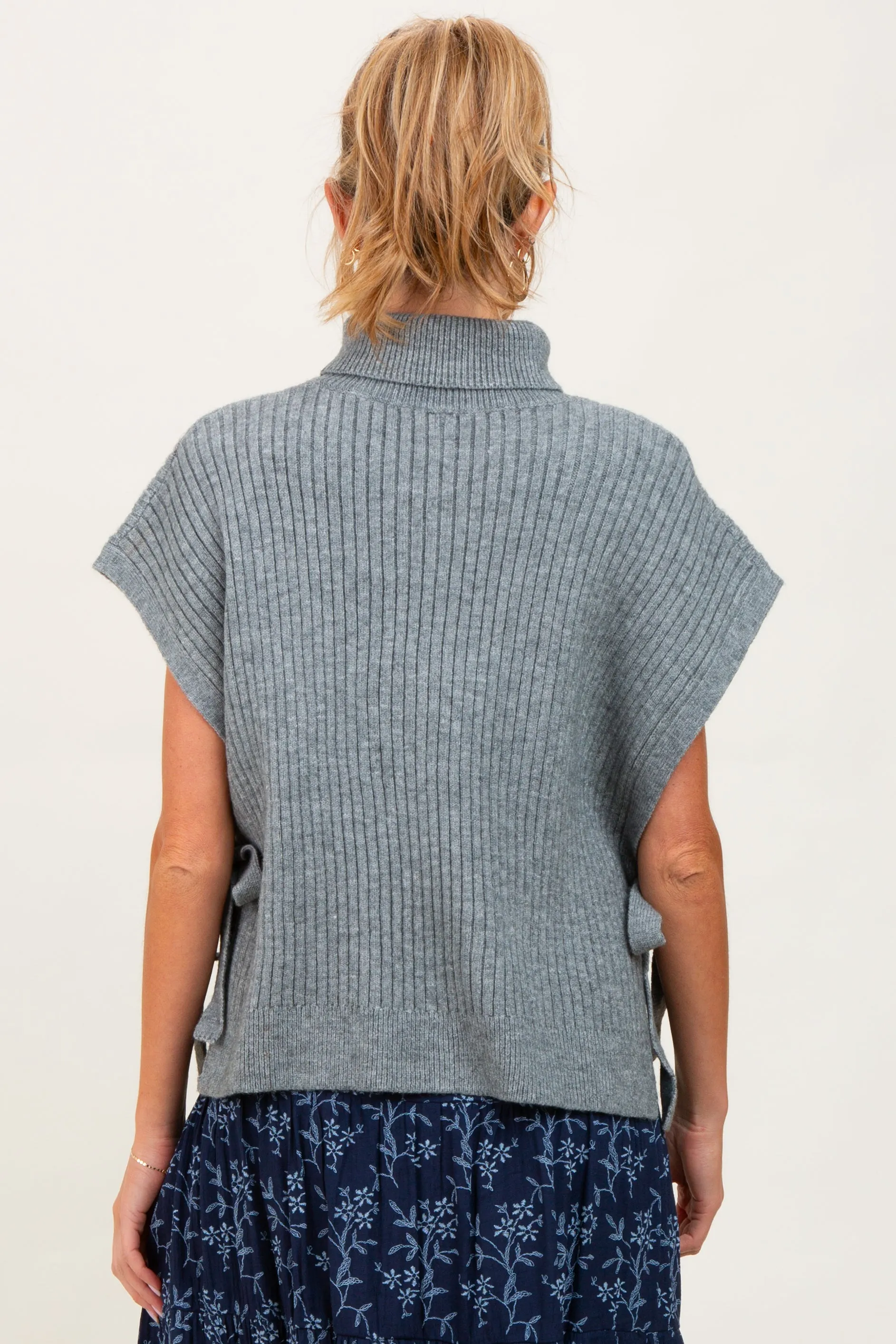 Heather Grey Turtleneck Maternity Sweater Vest sold by Pinkblush product image thumbnail 2