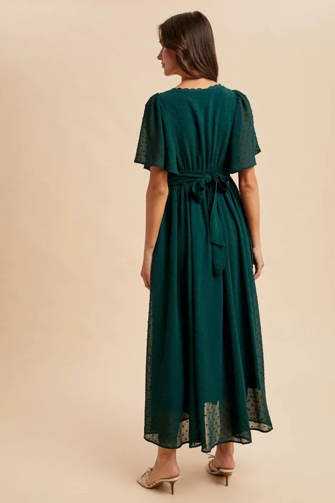 Forest Green Swiss Dot Crochet Lace Accent Maxi Dress sold by Pinkblush product image thumbnail 5