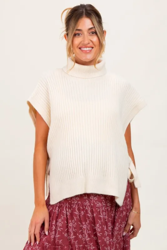 Cream Turtleneck Maternity Sweater Vest sold by Pinkblush