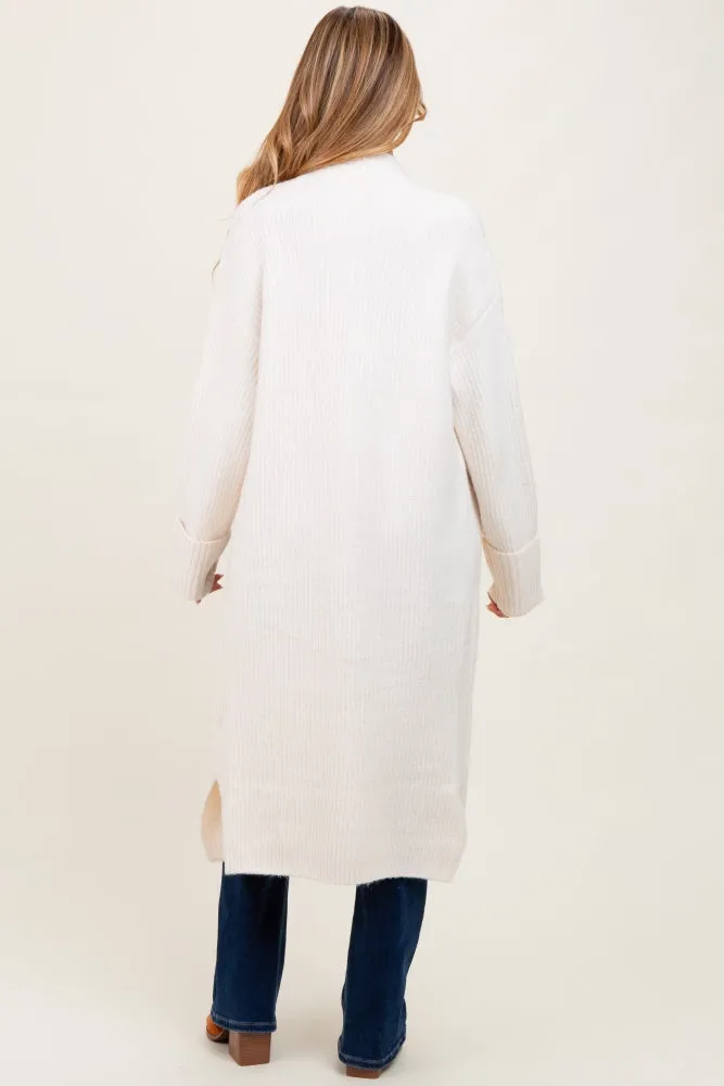 Ivory Ribbed Chunky Knit Long Oversized Maternity Cardigan sold by Pinkblush product image thumbnail 4