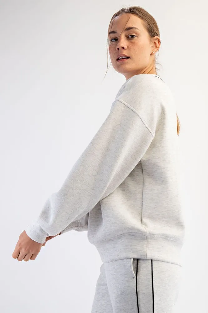 Heather Grey V-Neck Sweatshirt sold by Pinkblush product image thumbnail 3