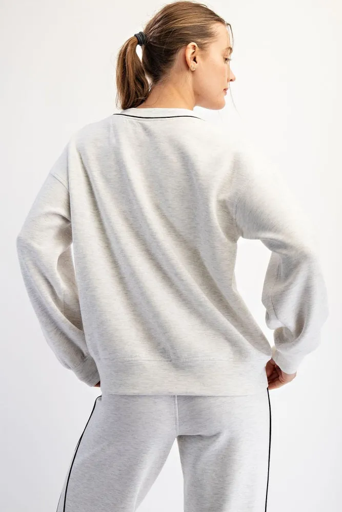 Heather Grey V-Neck Sweatshirt sold by Pinkblush product image thumbnail 4