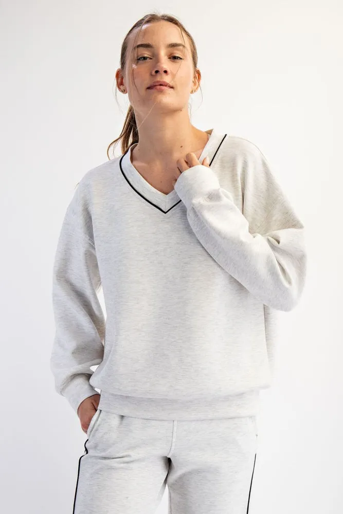 Heather Grey V-Neck Sweatshirt sold by Pinkblush product image thumbnail 2