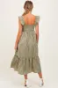 Olive Gingham Ruffle Strap Maternity Midi Dress sold by Pinkblush